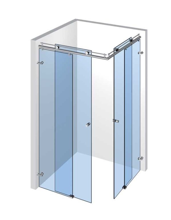 Rohová sprcha s 2 dveřmi a 2 pevnými panely